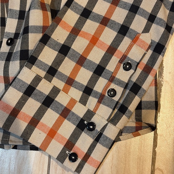 Baum und Pferdgarten Women's Checkered Button Down Shirt - Black, White, Orange - Picture 5 of 6